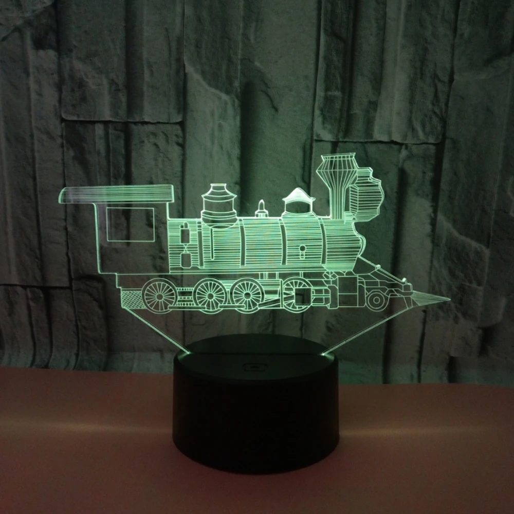 Детская игрушка для освещения 3d огни креативный поезд ночник новая необычная