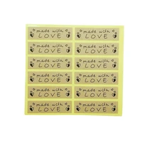 120 pcslot vintage kraft paper stickers handmade with love sticker label diy hand made for gift cake baking sealing sticker