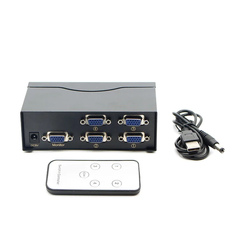 

With remote control, VGA switch 4 into 1 out, computer monitors, converters, shared HD