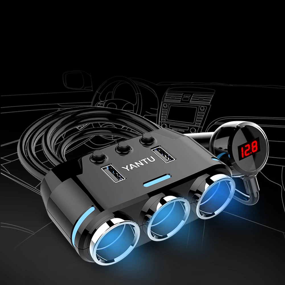 Авто 3 способ 12 24 В розетка светодиодный индикатор двойной USB прикуриватель