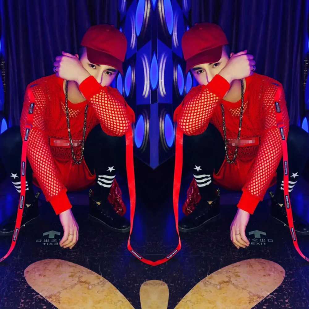 Костюм мужской из майки и шортов комплект трех предметов красная сетчатая