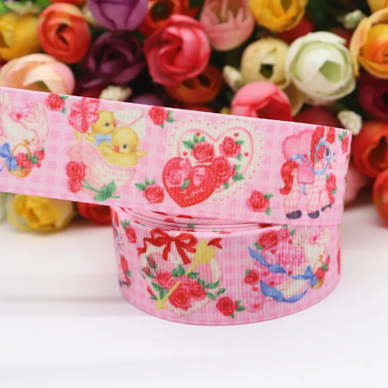 16 50 ярдов Grosgrain лента клубника торт печатная лента " 25 мм пробки для бутылок DIY ремесла аксессуары ручной работы M19070902 - Цвет: 16