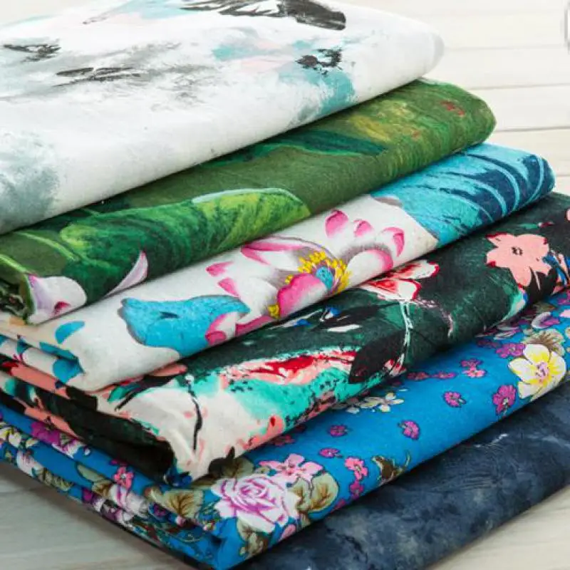 1 метр чернильный Дизайн Весна Лето Одежда Платья Хлопок льняная ткань домашний