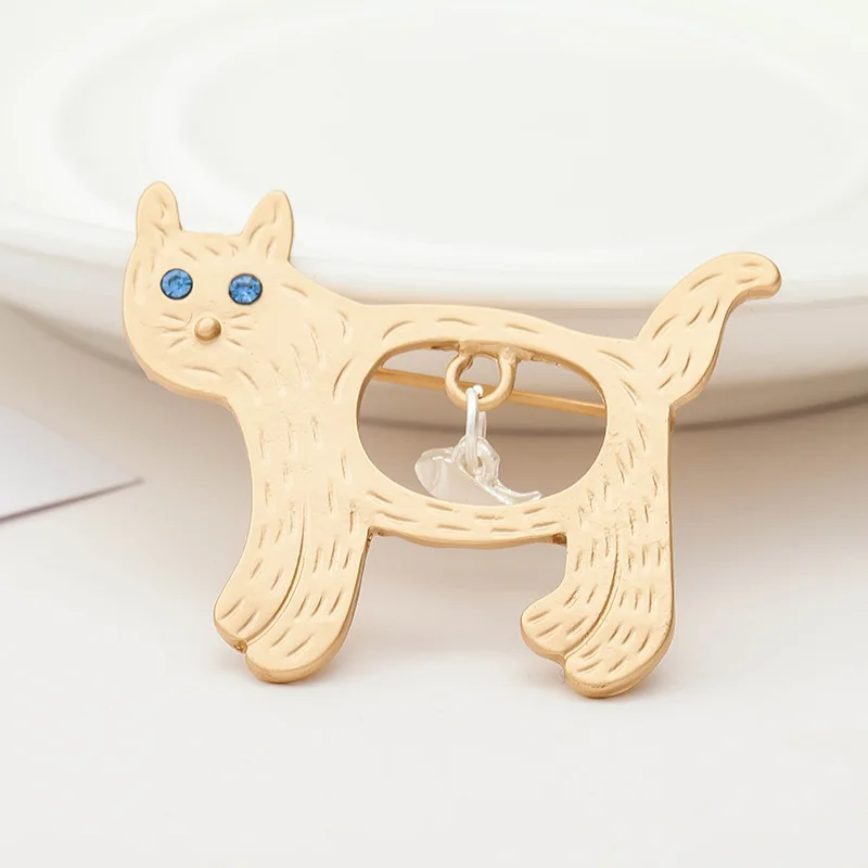 Позолоченная серебряная брошь с рыбой в форме кошки полые броши значки женские и