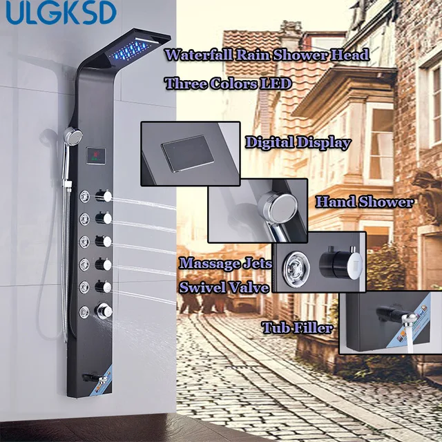 Ulgksd Душ панели цифровой дисплей+ массаж струи torneira Ванна смесительный клапан смеситель для душа ванна Наполнитель Смеситель система