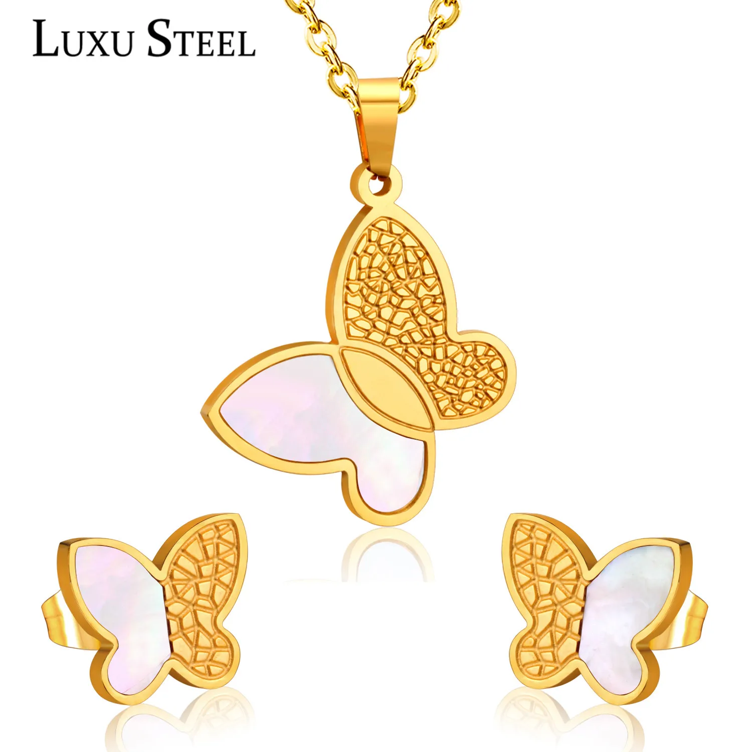 Роскошные серьги бабочки из нержавеющей стали ювелирные изделия воротники