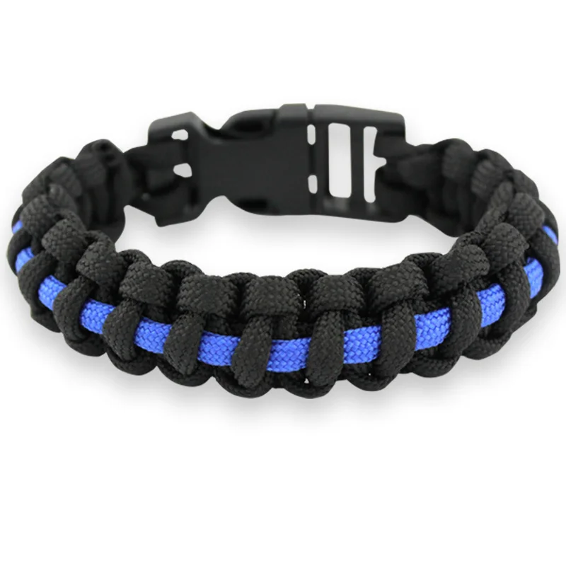 

Thin Blue Line Back the Blue Mom Sister Wife Aunt Grandma Dad Son Daughter Survival Paracord Charm Bracelets Men Women Gift