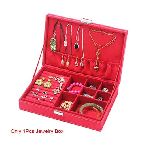 High Quality Women Makeup Organizers Jewelry Bracelet Necklace Ring Earrings Box Beauty Travel Cosmetics Display Container Case - Цвет: Red