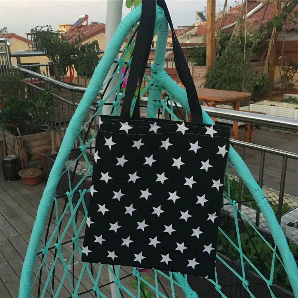 Сумка тоут YILE сумка через плечо из хлопка с принтом в виде Белой и Черной звезды