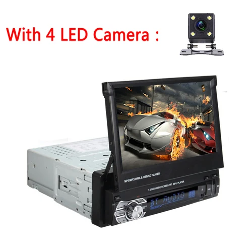 With 4 LED Camera AMPrime 2 din автомагнитола 2din Аудио мультимедийный плеер BT FM USB AUX Автомагнитола 12 В HD стерео Oto Teypleri Выдвижной аудио - Цвет: With 4 LED Camera