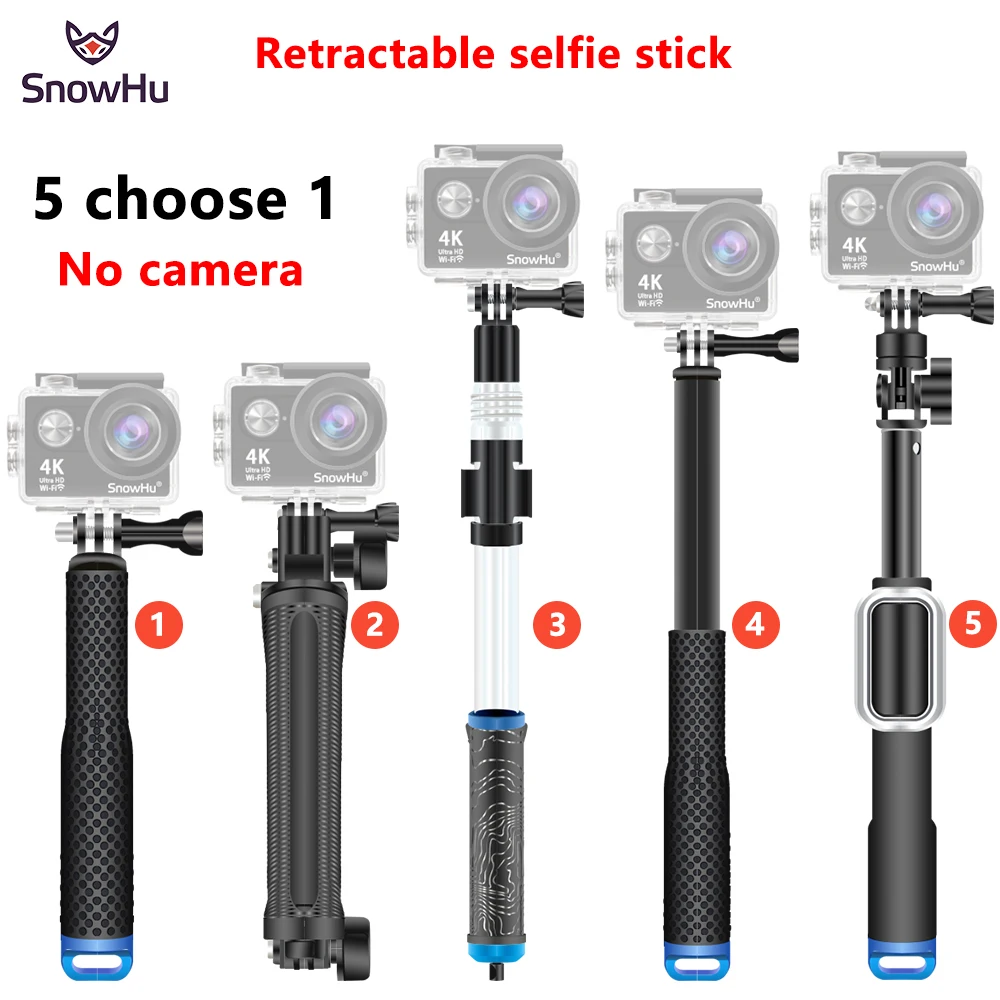 

SnowHu Action camera selfie stick Waterproof 3 Way Grip Tripod Telescoping Extendable Pole Handheld Camera Tripod Selfie Stick