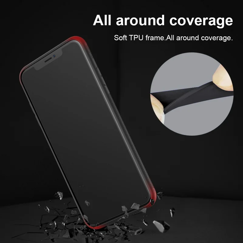 NILLKIN Мягкий ТПУ + Жесткий ПК закаленное стекло задняя крышка для Iphone X XS Max XR чехол с