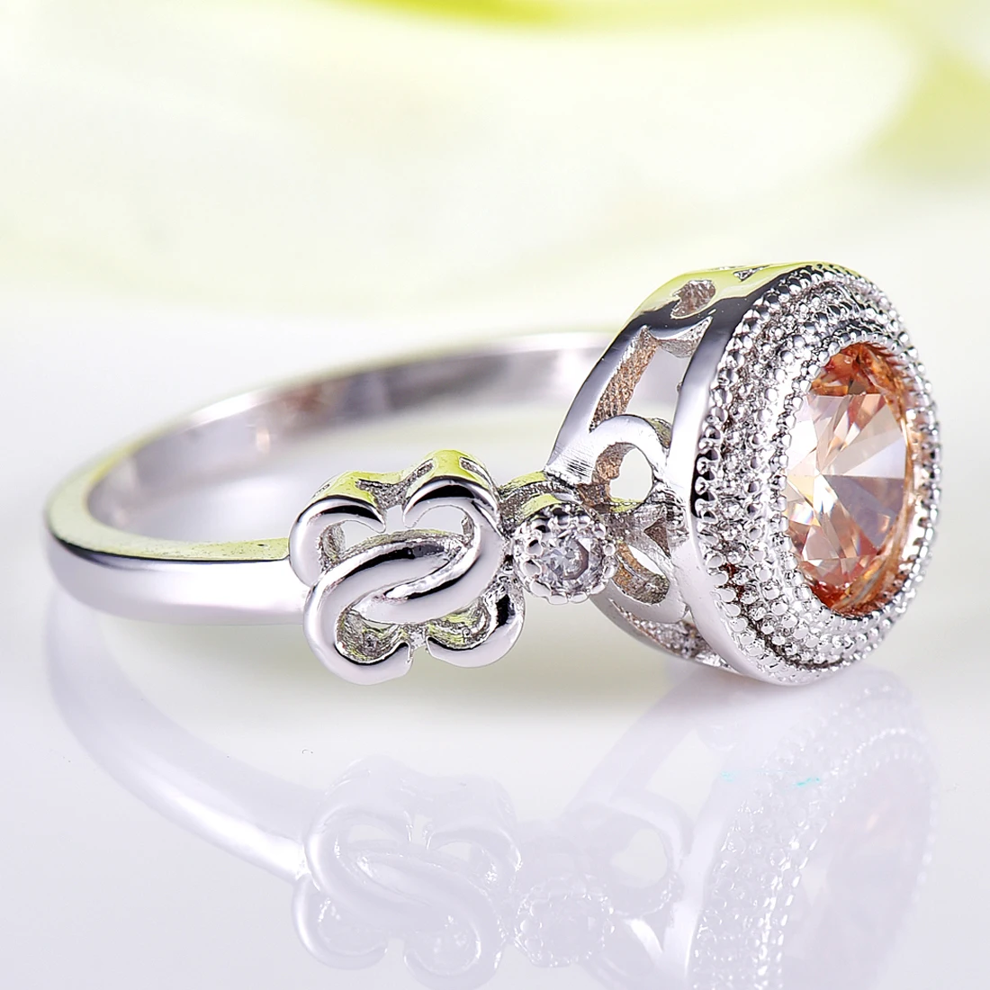 Lingmei мода круглой огранки Jewelry Кольцо Набор шампанское аксессуары Подарки для