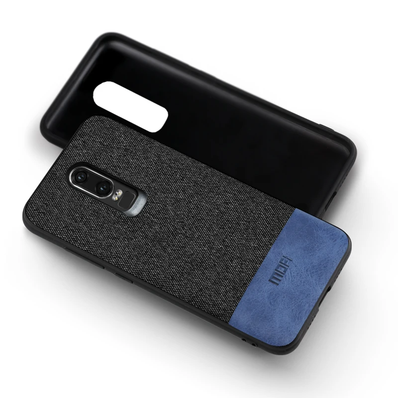 Oneplus 6 чехол-накладка one plus 6 задняя крышка силиконовый край мужской тканевый в деловом стиле противоударный чехол coque MOFi 1+ 6 Чехол