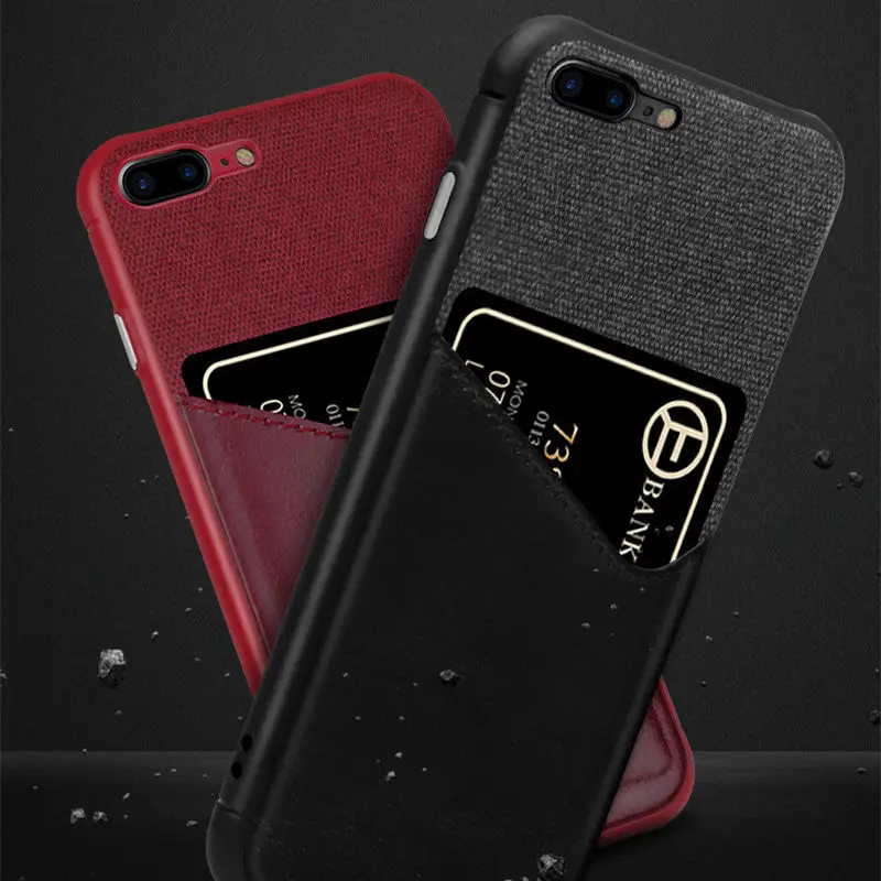 Роскошный чехол с отделением для карт iPhone 7 plus 8 из искусственной кожи Жесткий