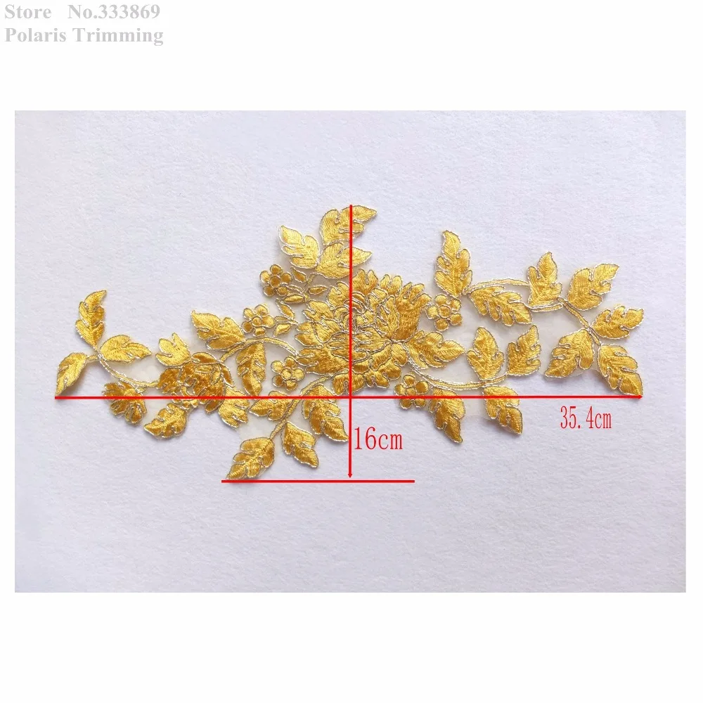 Бесплатная доставка 2 шт. x Пришивные желтые/серебряные искусственные кружева