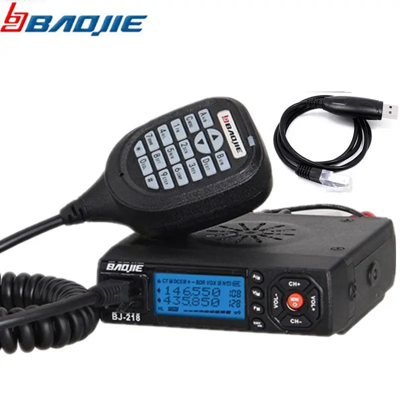 add cable Baojie BJ-218 50km автомобильные иди и болтай Walkie Talkie “иди и BJ 218 Comunicador дальний мини приемопередающая Мобильная радиостанция передатчик мощное радио CB - Цвет: add cable