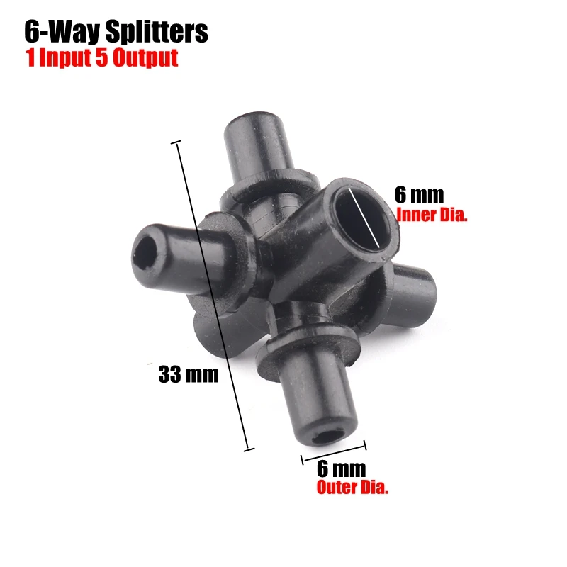 6-way Splitters 50 шт, 14 вариантов 4/7 мм соединители для садовых шлангов микро капельного орошения водой соединения для трубок трехходовая труба приспособления для резки затычка для шланга Соединительные элементы для воды - Цвет: 6-way Splitters