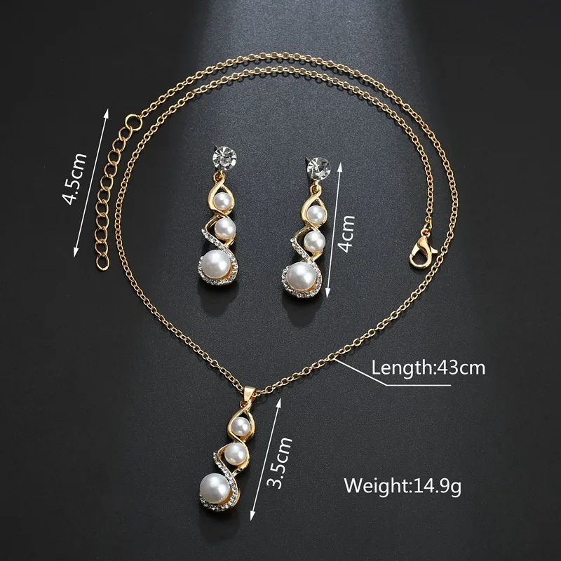 Набор ювелирных изделий для женщин ожерелье с подвеской из жемчуга и блестящими