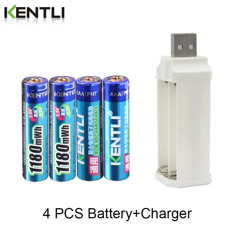 4PCS and charger 8 шт. KENTLI 1,5 v 1180mWh aaa Полимерные литий-ионные аккумуляторы батарея+ 4 слота литий-ионного зарядного устройства - Цвет: 4PCS and charger