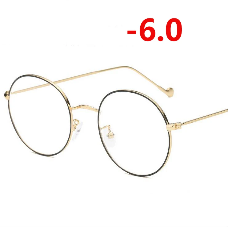 myopia 600 1,0-1,5-2,0-6,0 готовые очки для близорукости унисекс Ультра-светильник металлическая Золотая оправа Очки для близорукости с градусом - Цвет оправы: myopia 600