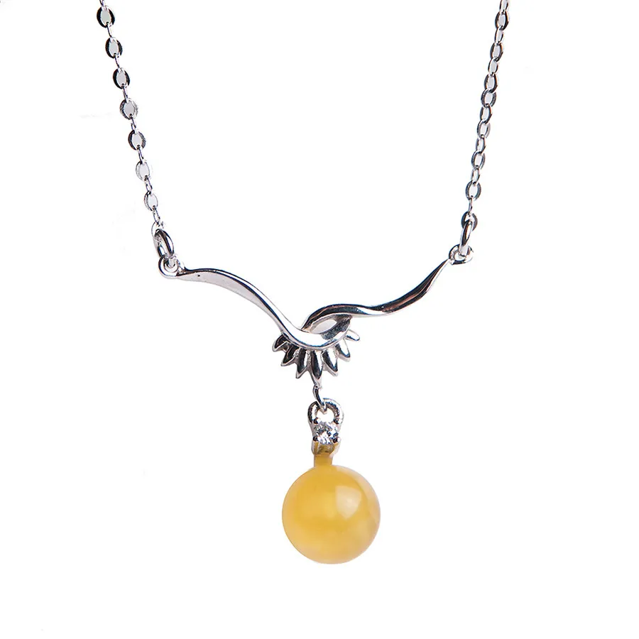 Прямая поставка Натуральный Янтарный камень женское ожерелье с подвеской