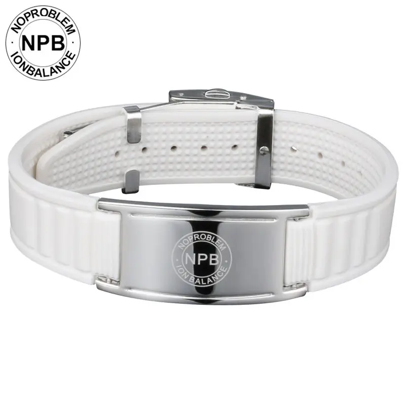 

FDA Registration]Noproblem Antifatigue Ion Balance Magnets Hologram Power Therapy SiliconeTourmaline Wristband Bracelet P035