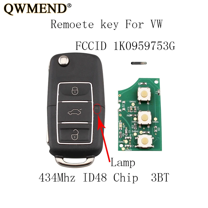 QWMEND 3 цвета Автомобильный Дистанционный ключ для VW ЭОС Гольф плюс Джетта Touran Tiguan
