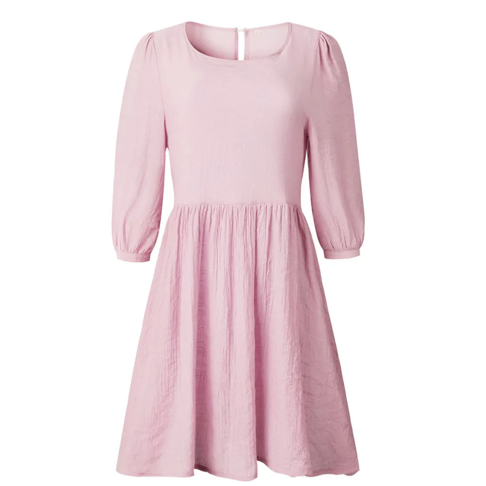 Женское мини платье с круглым вырезом Vestito da donna 7 вечерние однотонные