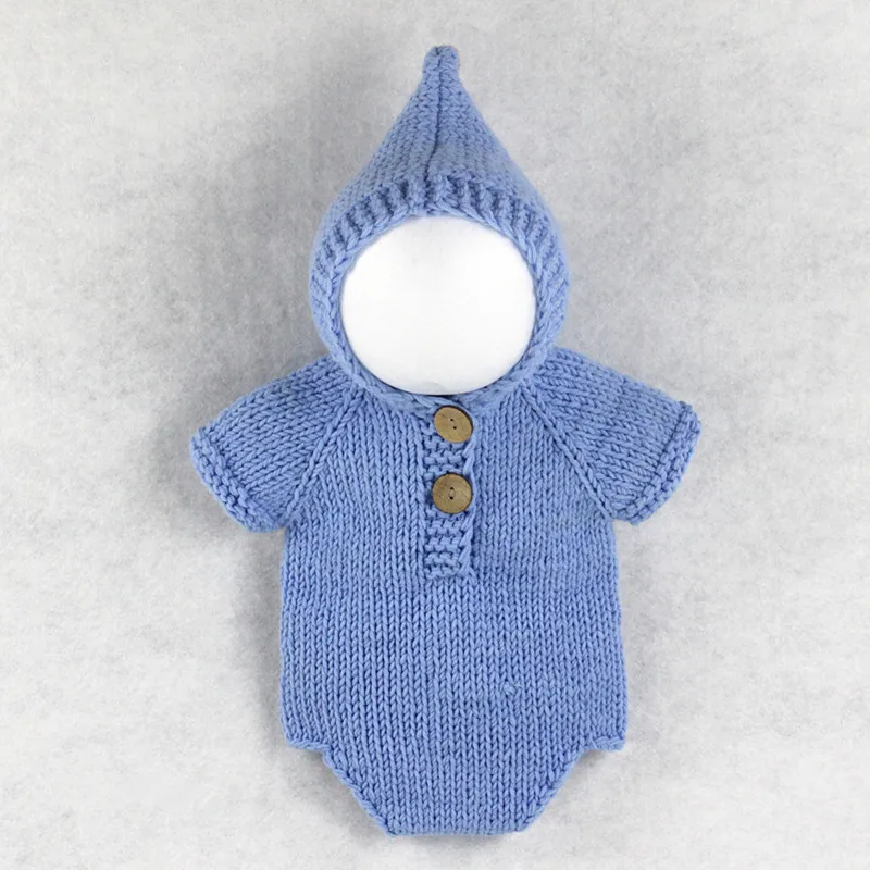 baby blue Реквизит для фотосессии для маленьких мальчиков, детские костюмы, аксессуары для фото, вязаная одежда для маленьких девочек, аксессуары для фотосессии, вязаные крючком подарки для малышей возрастом от 3 до 6 месяцев - Цвет: baby blue