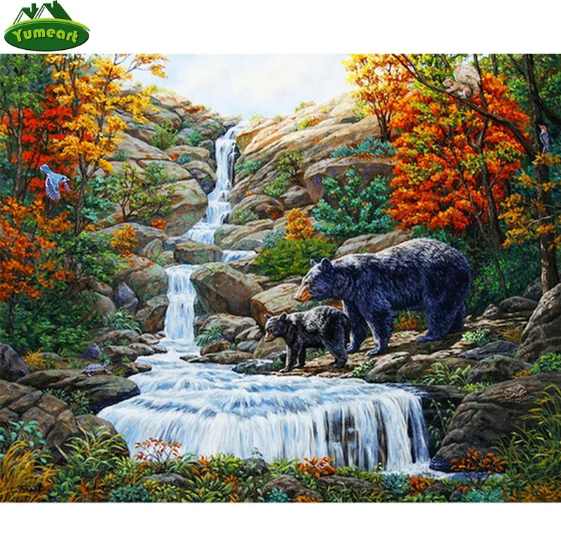 Алмазная 5D живопись сделай сам вышивка крестиком медведь и черепаха ручная