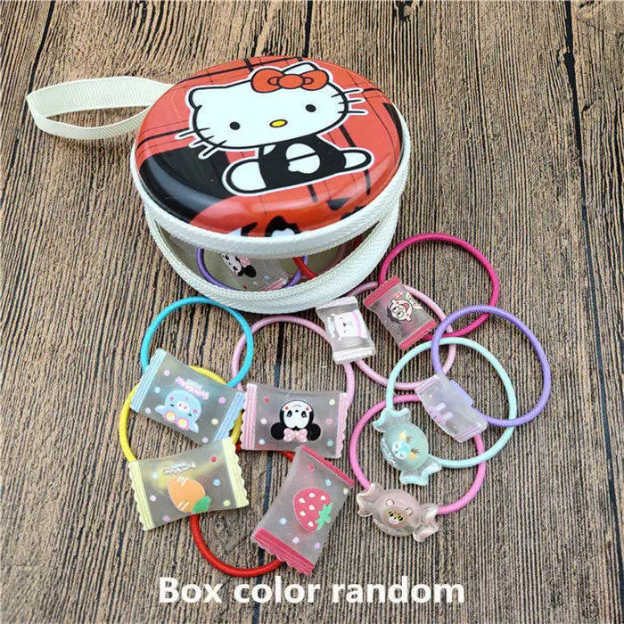 3 Box color random 20 шт./кор. мультфильм ободки для волос для детей; резинка для волос, обтянутая тканью; резинка для волос, аксессуары для девочек Детская бабочка резинка для волос головной убор мешок с застежкой-молнией подарок - Цвет: 3 Box color random
