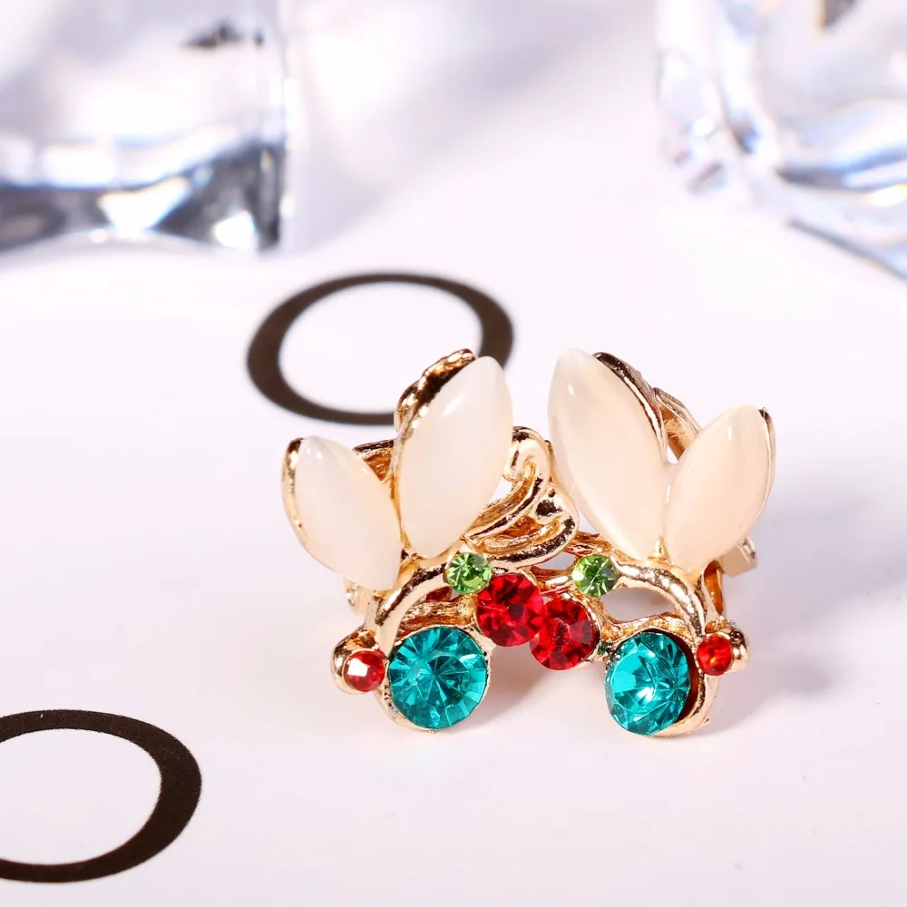 Модные опаловые серьги-Ушная клипса сверкающие цветные стразы Элегантные цветы