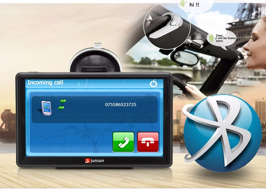 Портативный Автомобильный GPS Навигации Bluetooth Единиц 7 Дюймов Емкостный экран 8 ГБ Навигатор Windows CE 6.0 Срок Службы Срок Службы Карт