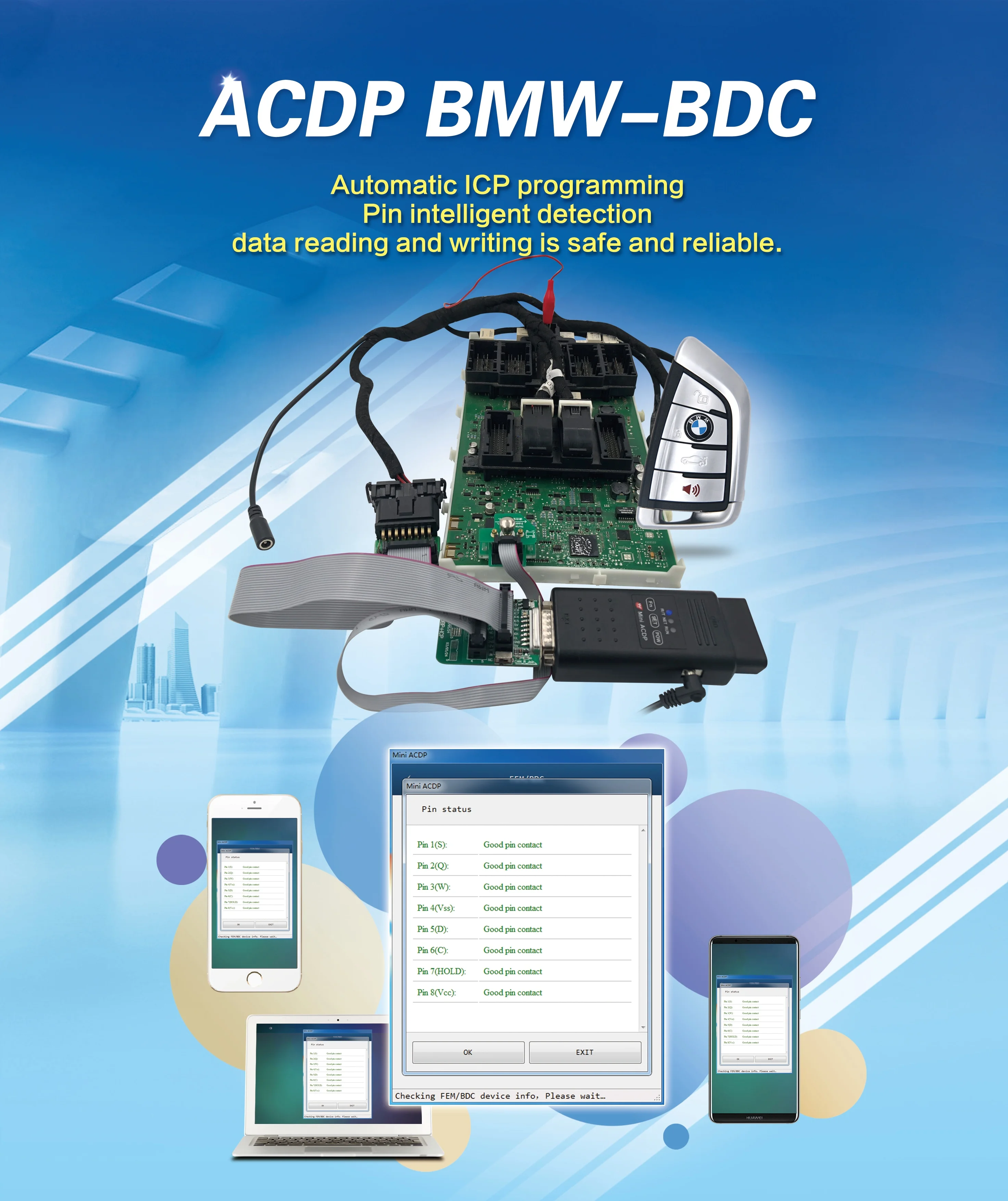 2019 Мини ACDP Программатор авто ключей BMW инструмент (базовый модуль и CAS/FEM & BDC/ISN
