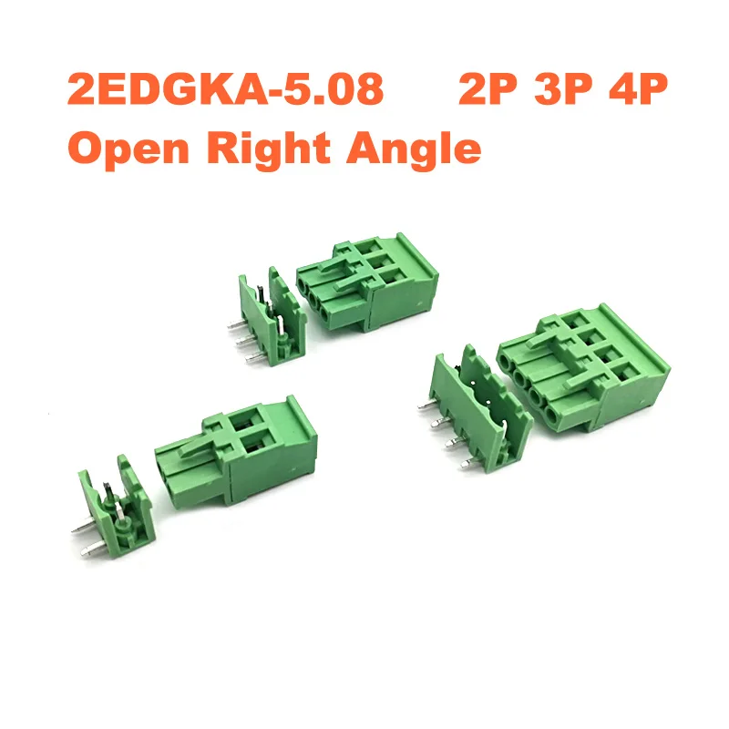 

10/50Pcs Pitch 5.08mm 2P 3P 4P Screw Plug-in PCB Terminal Block 2EDGKA 2EDGR Right Angle Pin Male/Female Pluggable Connector 15A