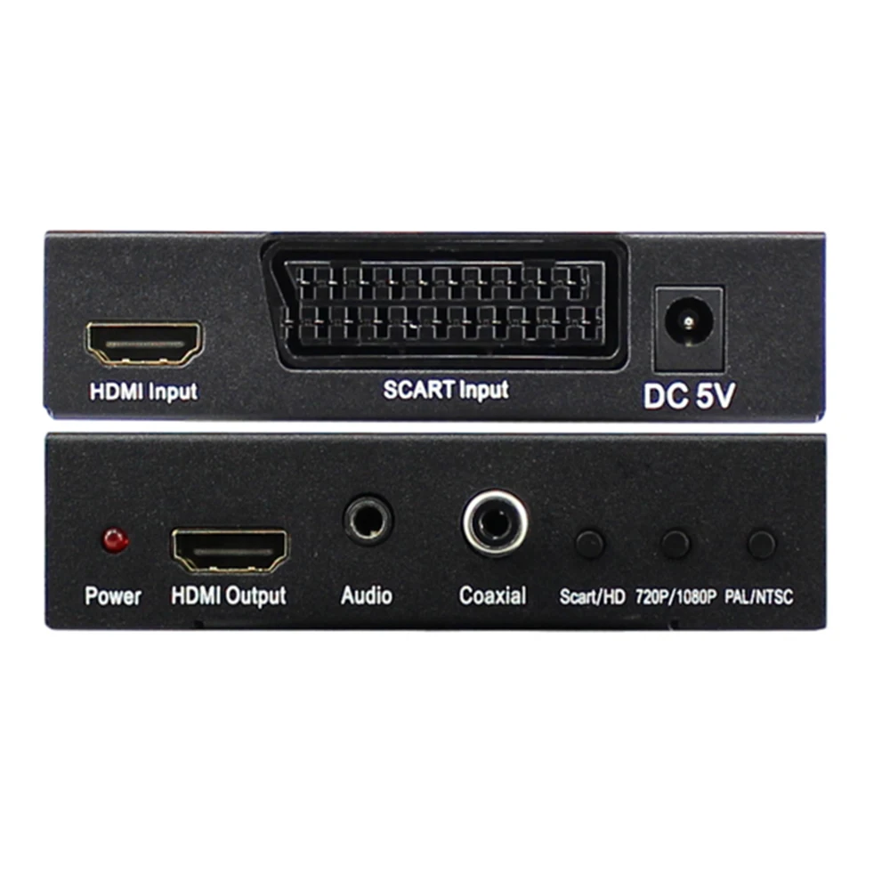 Scart HDMI конвертер HDMI ЕС Scart в HDMI конвертер scaler цифровой коаксиальный и стерео аудио выход с адаптером питания