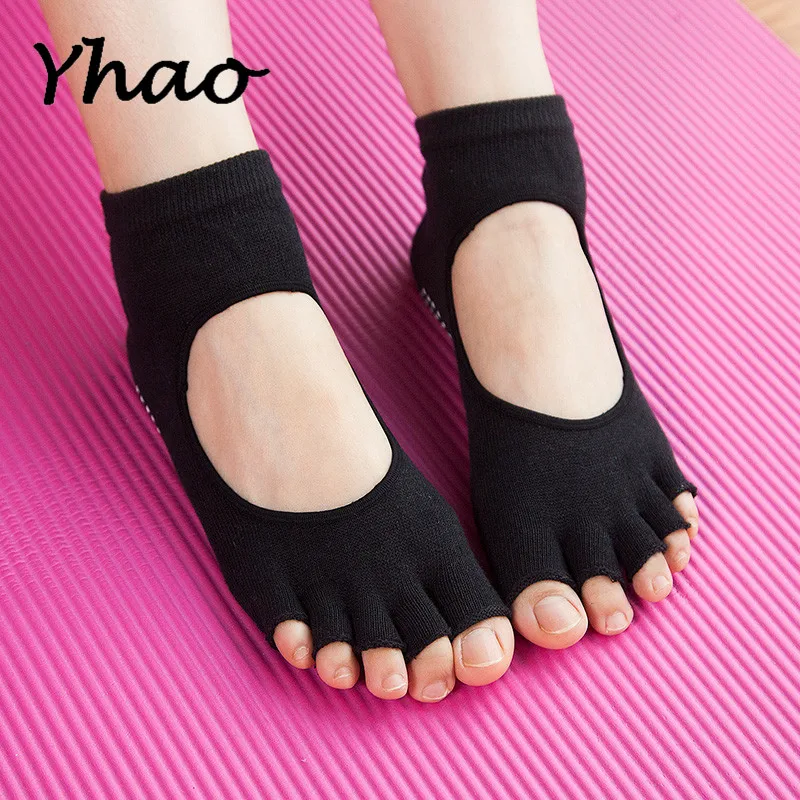 Yhao Йога Toeless носки нескользящие лодыжки сцепление носки для женщин профессиональный Пилатес фитнес спортзал спортивные носки