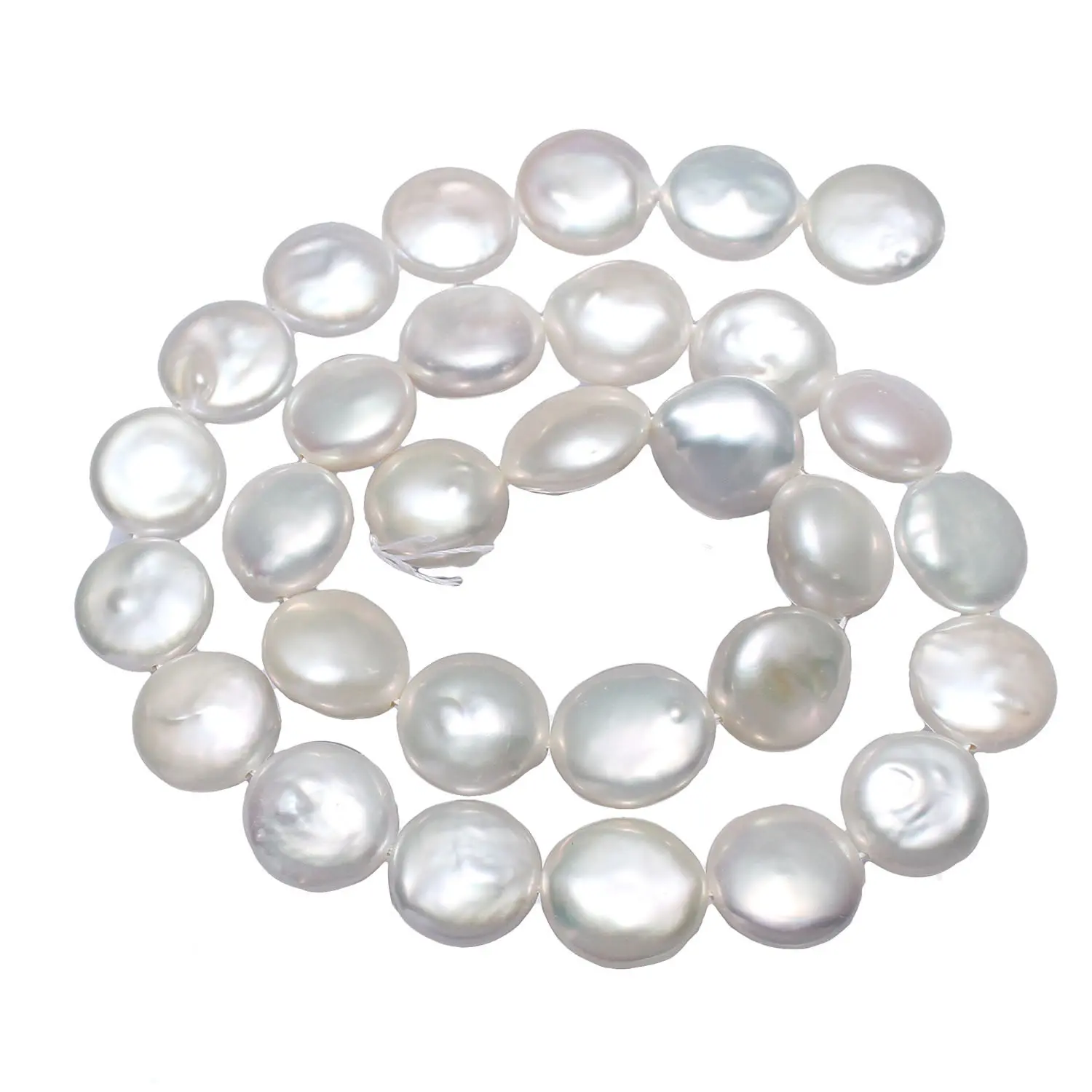 

High Quality Cultured Potato Freshwater Pearl Beads Flat Round Natural White 12-14mm Approx 0.8mm Sold Per Approx 16 Inch Strand