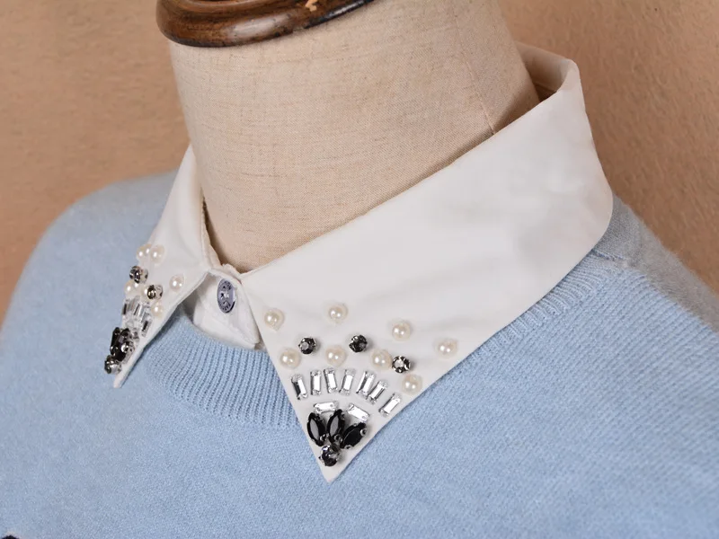 Модный жемчужный воротник хлопковый декоративный бюст фальшивый белый кристалл