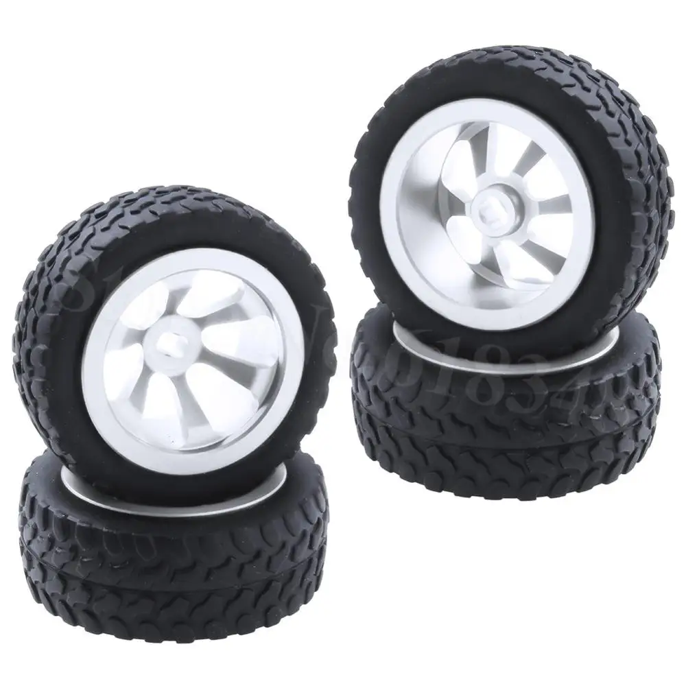 Silver 4 шт. шины и колеса из алюминиевого сплава для WLtoys 1/28 RC автомобилей K969 K989 K999 P929 4WD короткий ход дрейф внедорожных ралли обновленная часть - Цвет: Silver