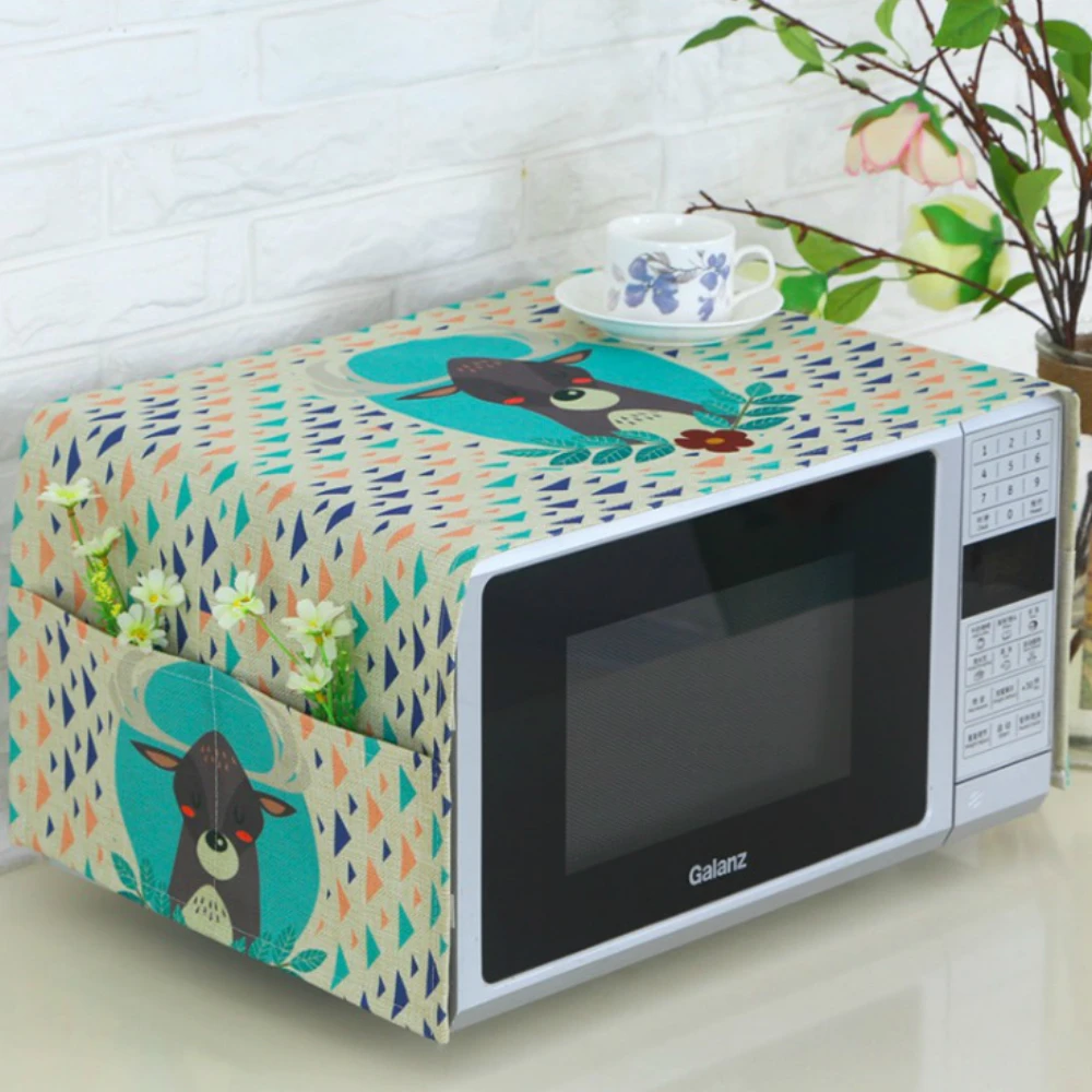 PDouble карманы из хлопка и льна Микроволновая печь Защитная крышка пылезащитные