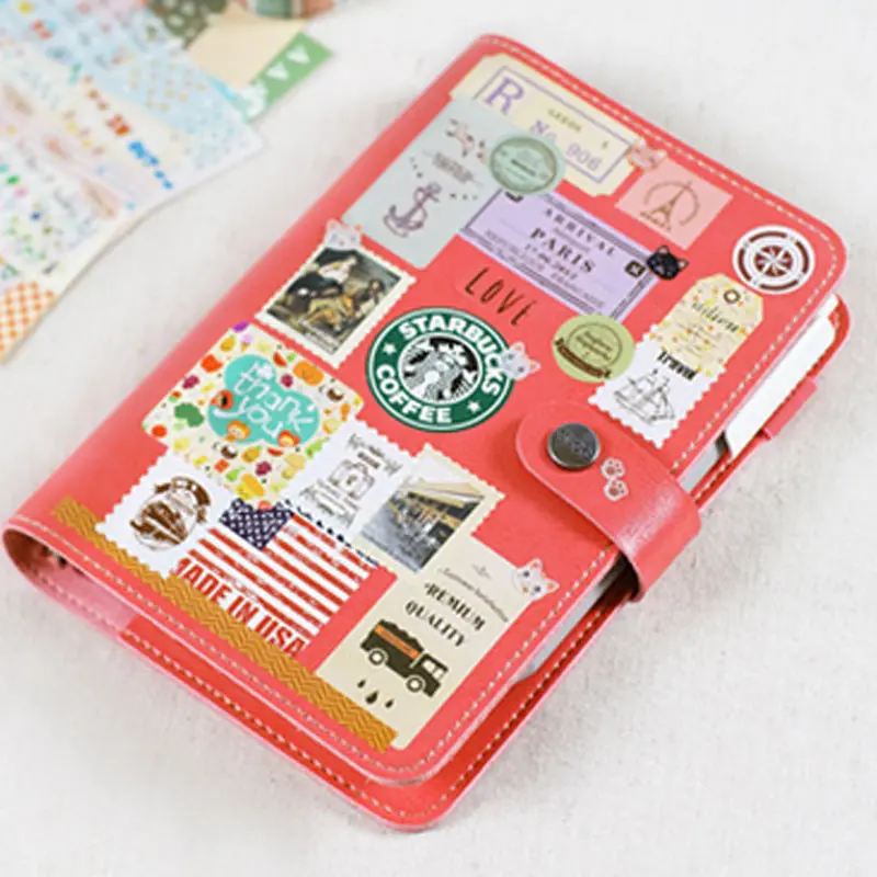 Творческий A6 оснастки связываются с отрывными листами планировщик ноутбук искусственная кожа Бесплатная