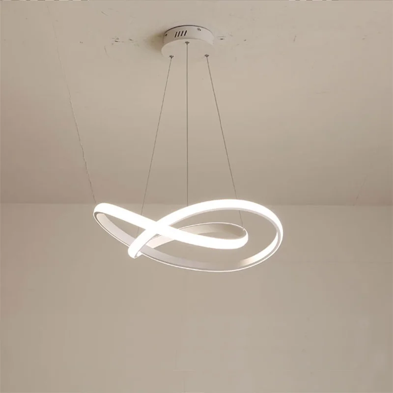 White Художественная модная круглая люстра с дистанционным управлением, светодиодный Блеск, кольцевые кольца, светодиодный светильник для гостиной, столовой - Цвет абажура: White