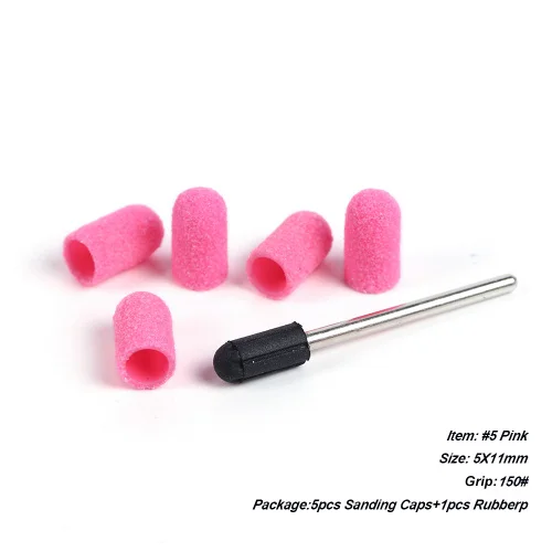 NO.5 Pink STZ, 5 шт. шлифовальных лент для ногтей, машинная ручка 150# шлифовальные колпачки с резиновым кофе, УФ-гель для удаления ногтей, сверла для ногтей, Маникюрный Инструмент#721 - Цвет: NO.5 Pink