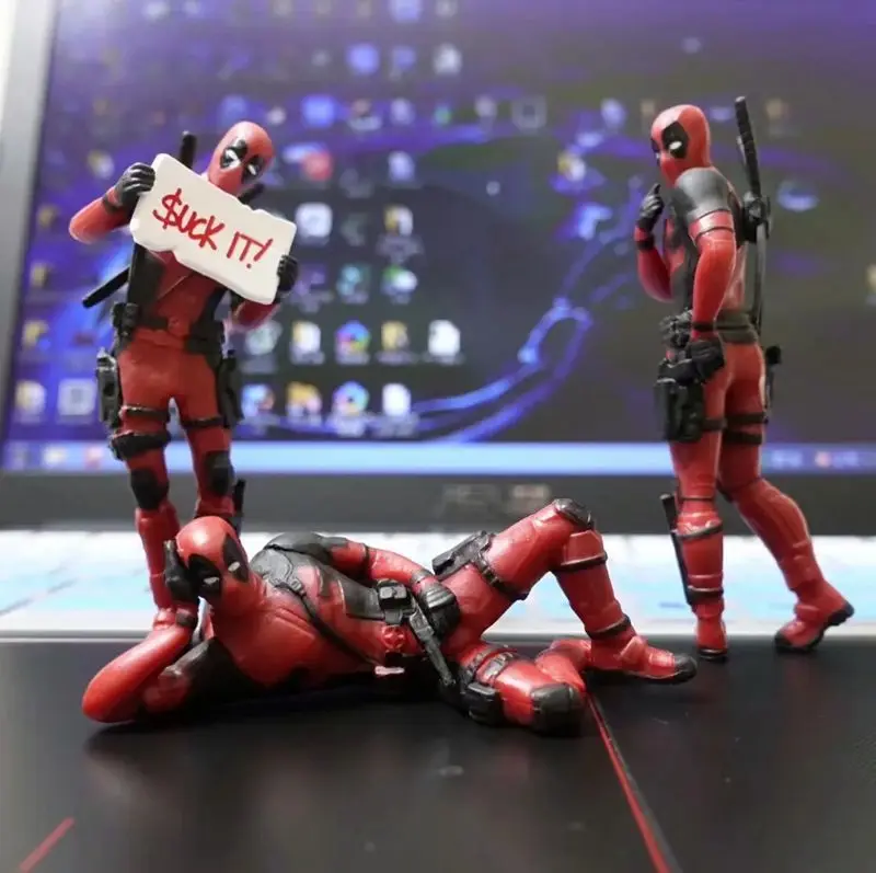 3 настольные украшения Дэдпул автомобиль офис Marvel 8 см X-MAN забавная милая фигурка