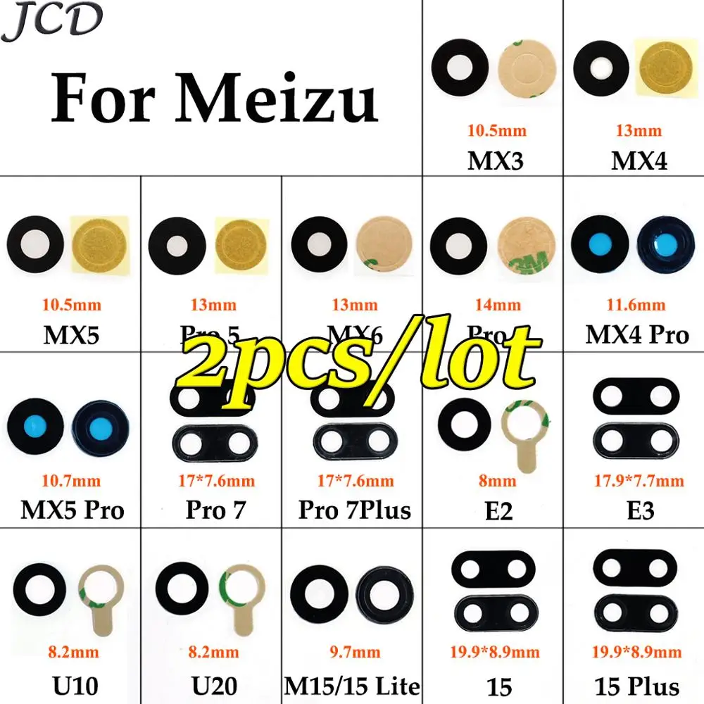 Стеклянный объектив JCD для MEIZU MX3 MX4 MX5 MX6 Pro 5 6 7 E2 E3 U10 U20 15 lite Plus стеклянный задней