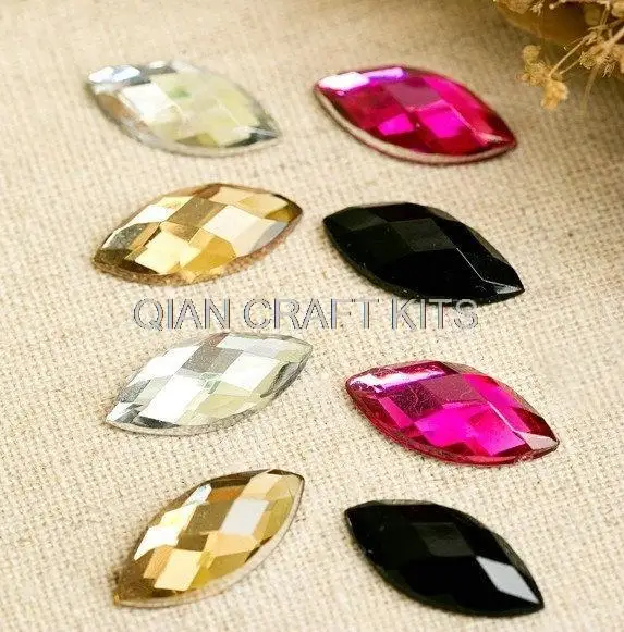 

Set of 300pcs pro grade assorted Flat Back Cat eye Navette Marquise shape Jewels Resin Rhinestones 7*15mm