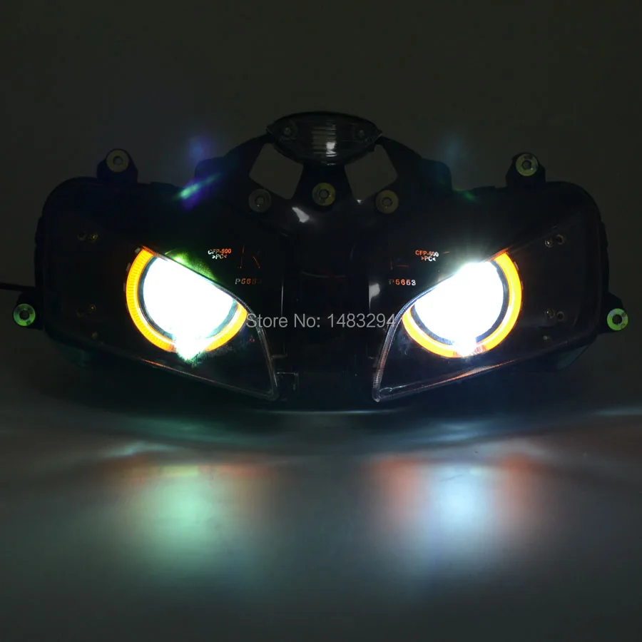 Модифицированный на заказ 2," проектор HID собранная конверсионная фара Янтарный ангел глаза красный демон глаза подходит для Honda CBR600RR 03-06
