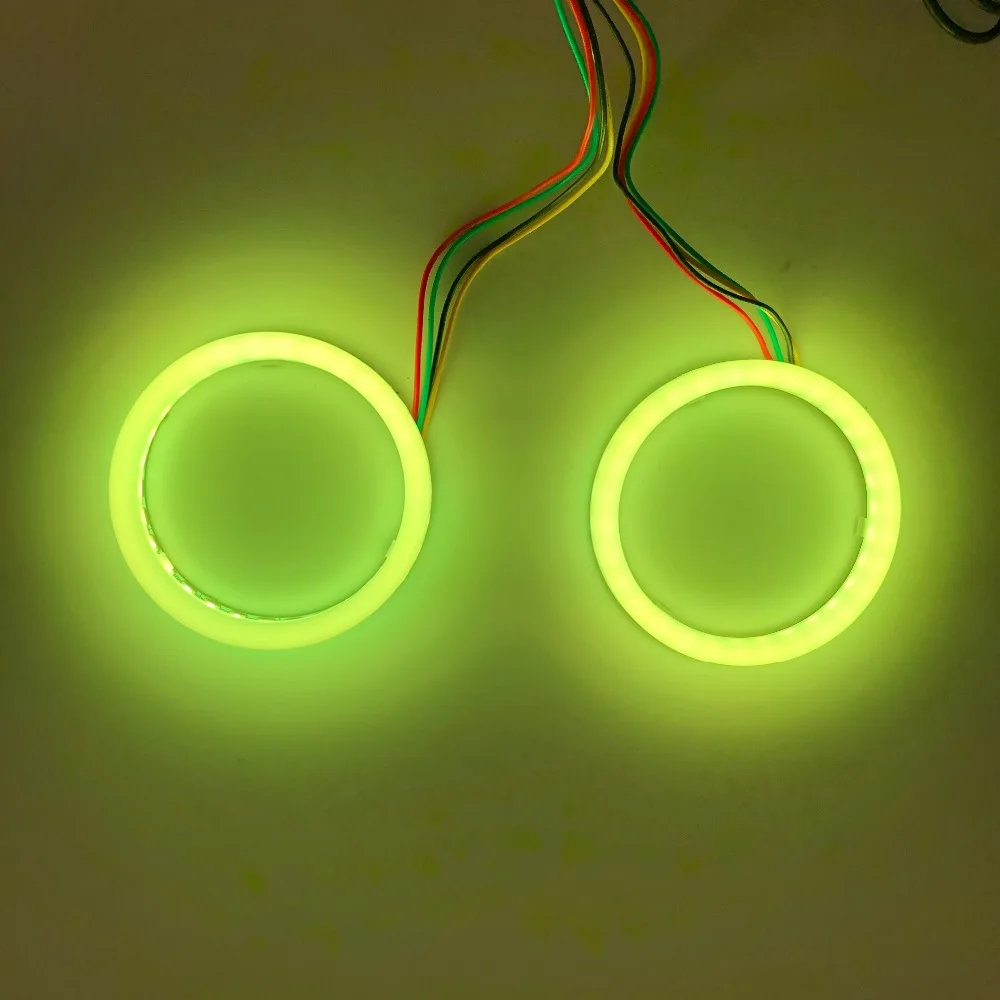 2 шт. RGB универсальный авто светодиодный светильник в виде ангельских глаз хлопок светильник RGB halo Кольцо Комплект с крышкой и удаленного 60/70/80/90/100/100/110/120 мм